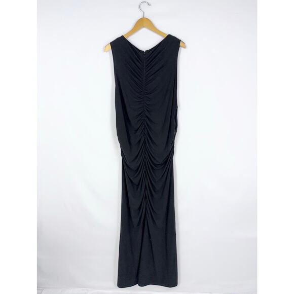 J Crew Women's Ruched Center Seam Maxi Dress 3X Black Sleeveless - Picture 7 of 16